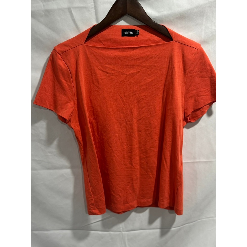 Kate Spade Saturday Womens Boat Neck Short Sleeve Top Orange Size L